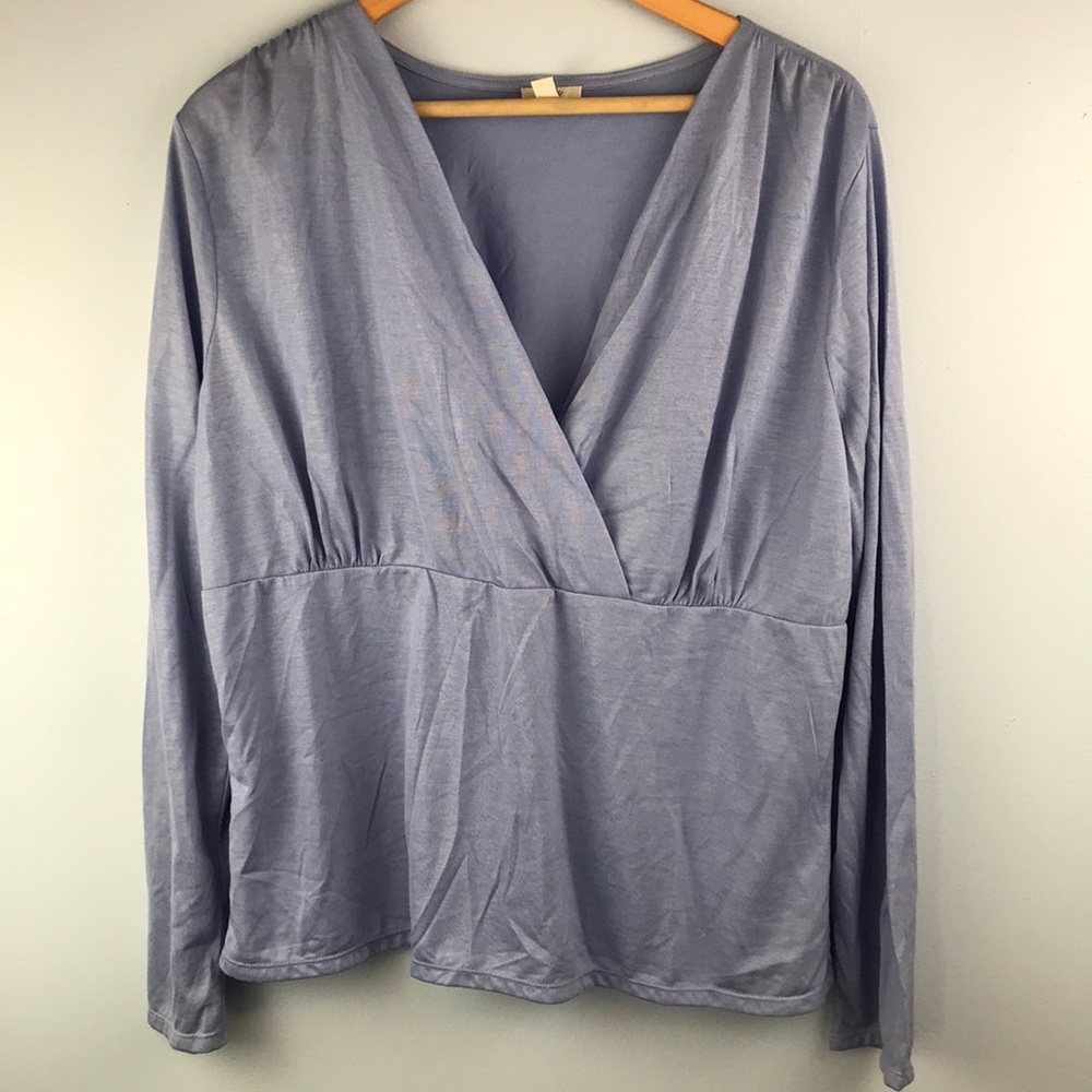J. Jill Light Blue Shimmer Long Sleeve Size XL Blouse